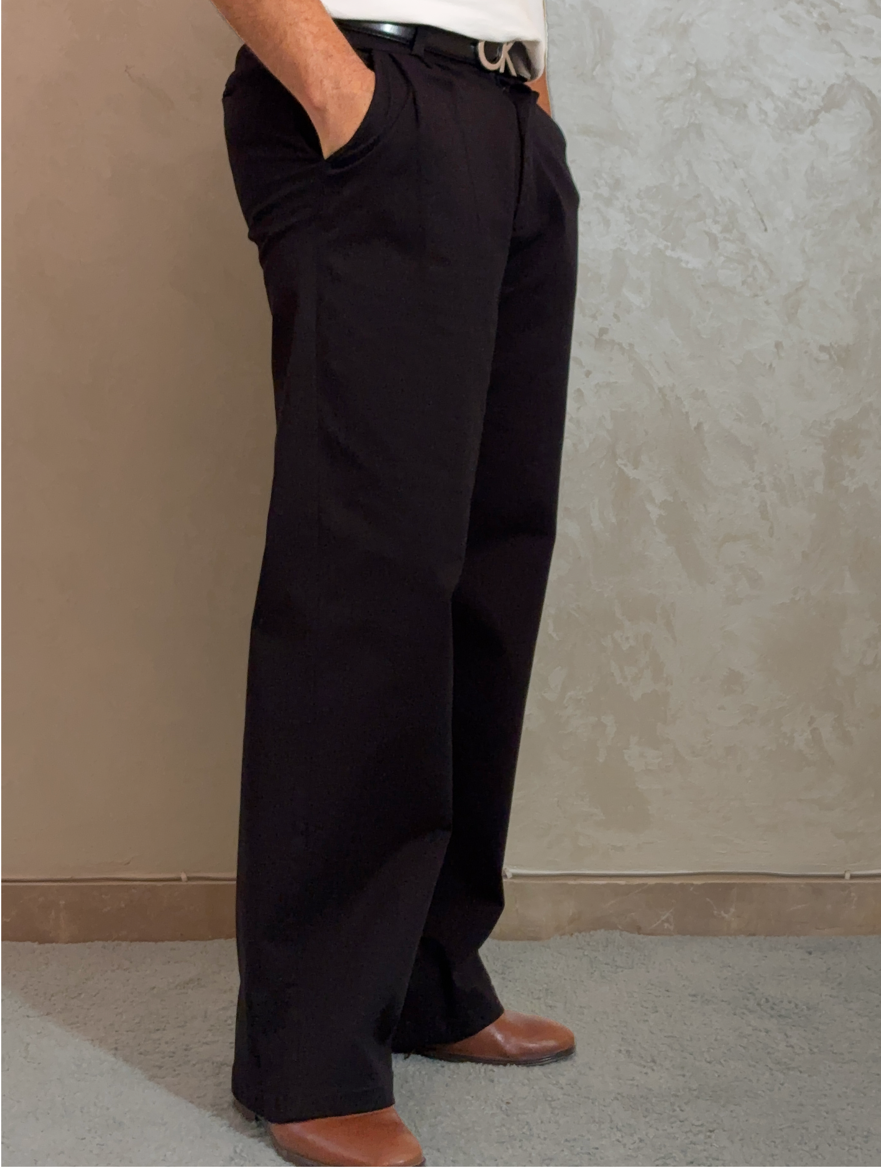 Wide Leg Pleated Pants in Black